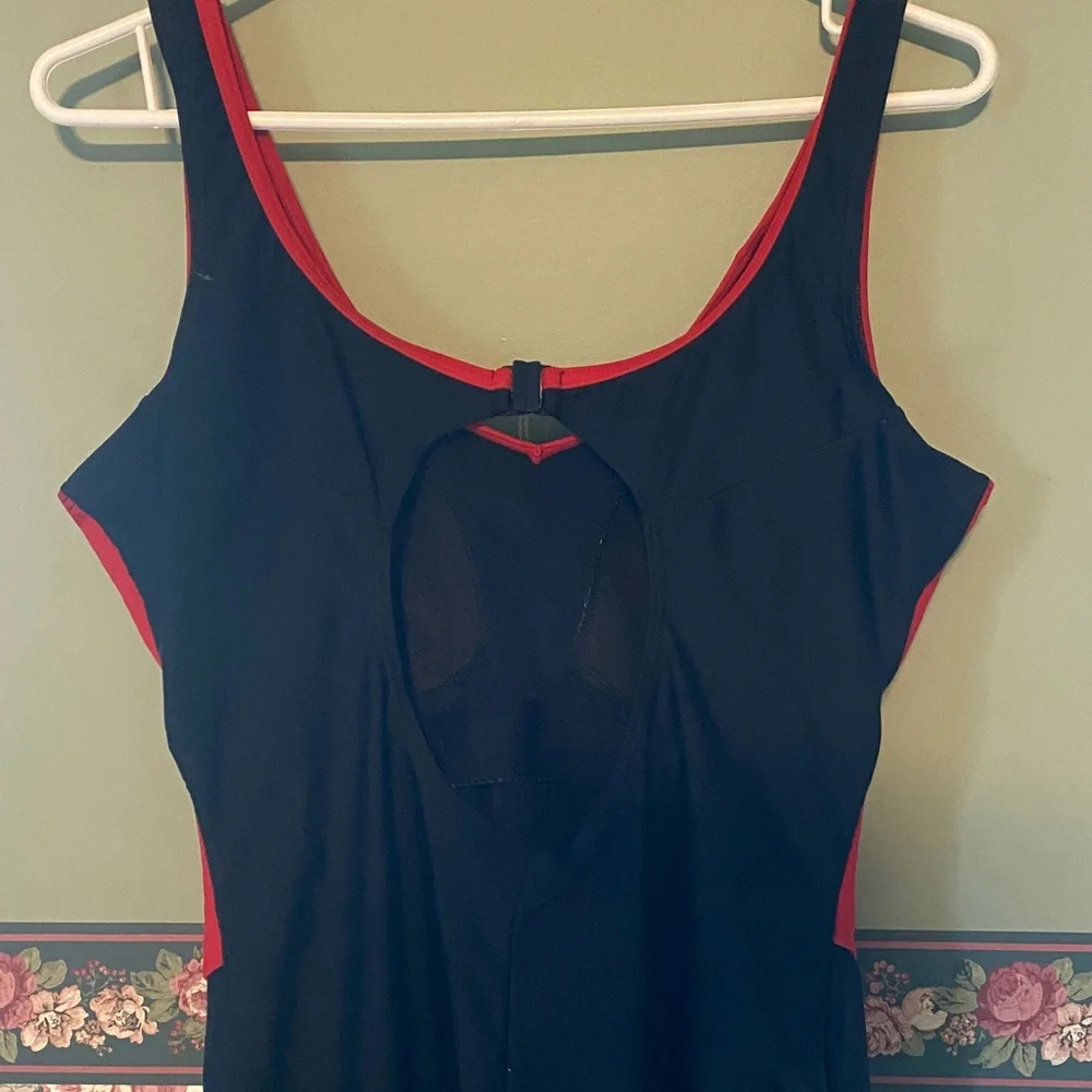 Addition Elle Red and Black One-Piece Swimsuit - Picture 2 of 5